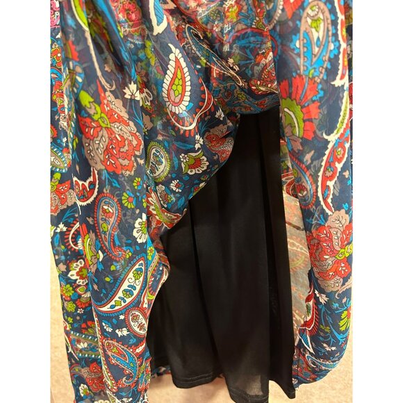 Flying Tomato Bohemian Paisley Dress Size Small Long Sleeve V-Neck - Picture 10 of 12